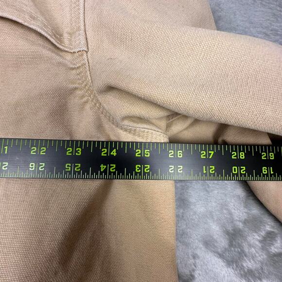 Vintage 80s Distressed Paint Splattered Carhartt Blanket Lined Beige ChoreCoat L - Picture 5 of 8